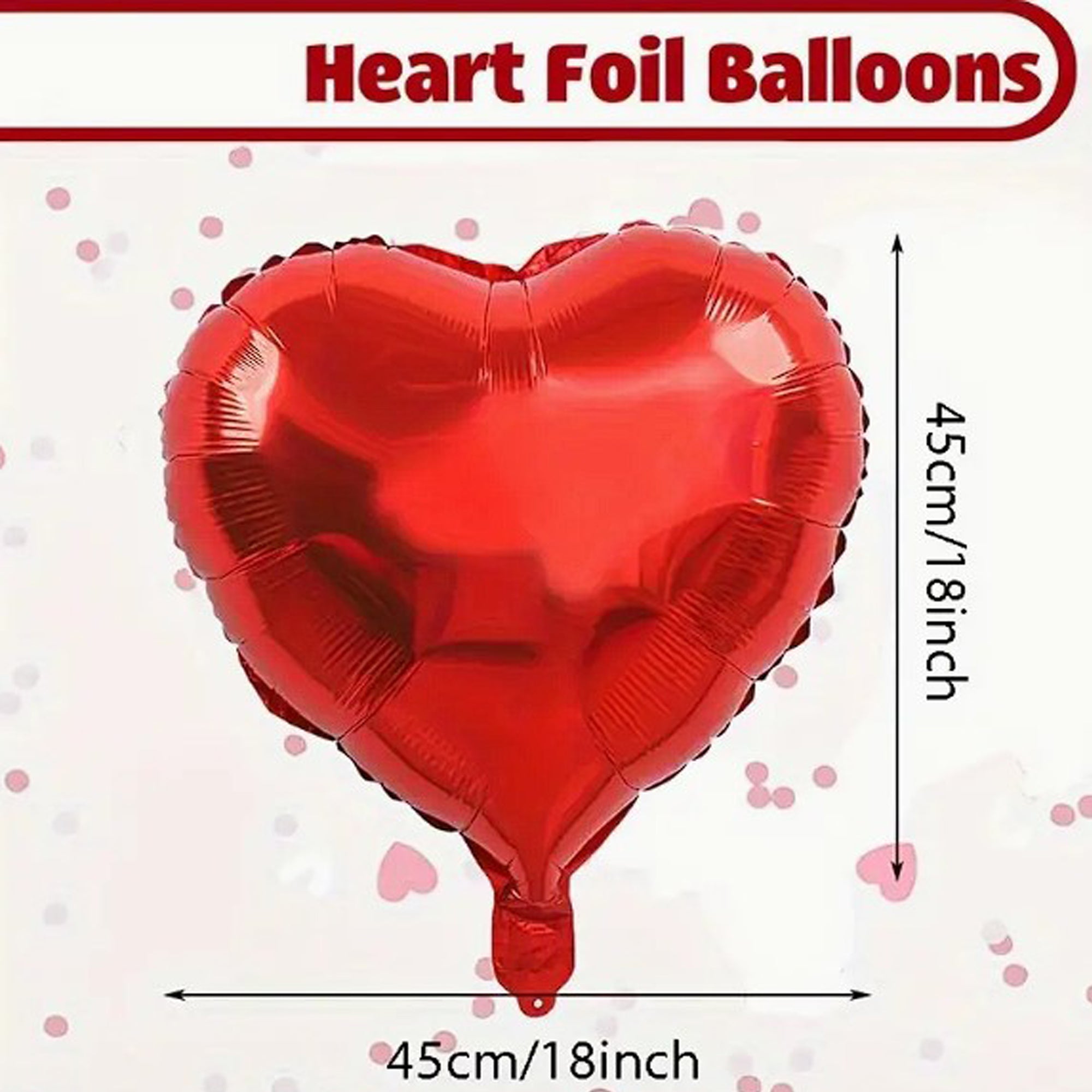 25 Stück rote Herz-Folienballons mit je 45cm