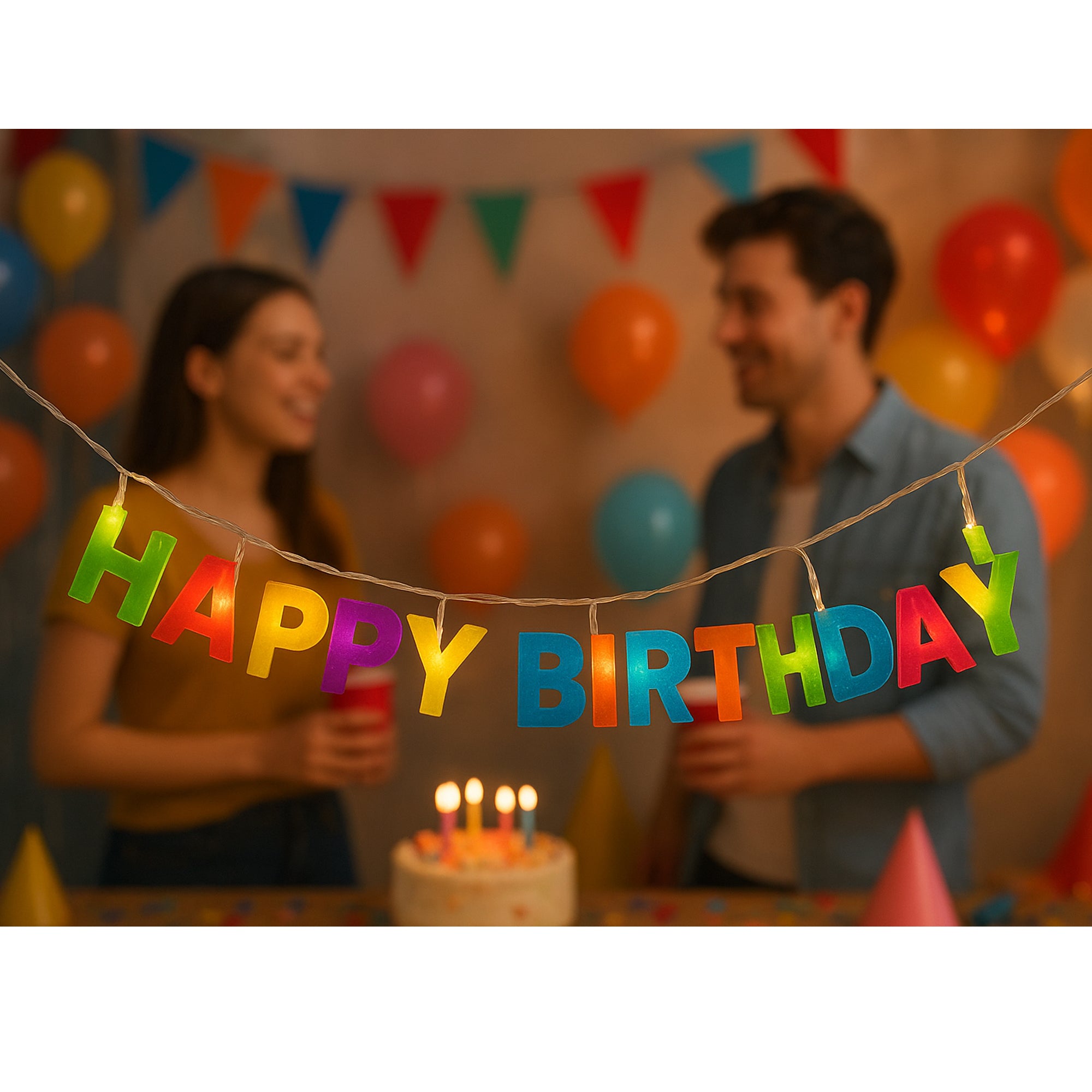 Happy Birthday LED-Lichterkette – Bunte Geburtstagsdeko mit Wow-Effekt!