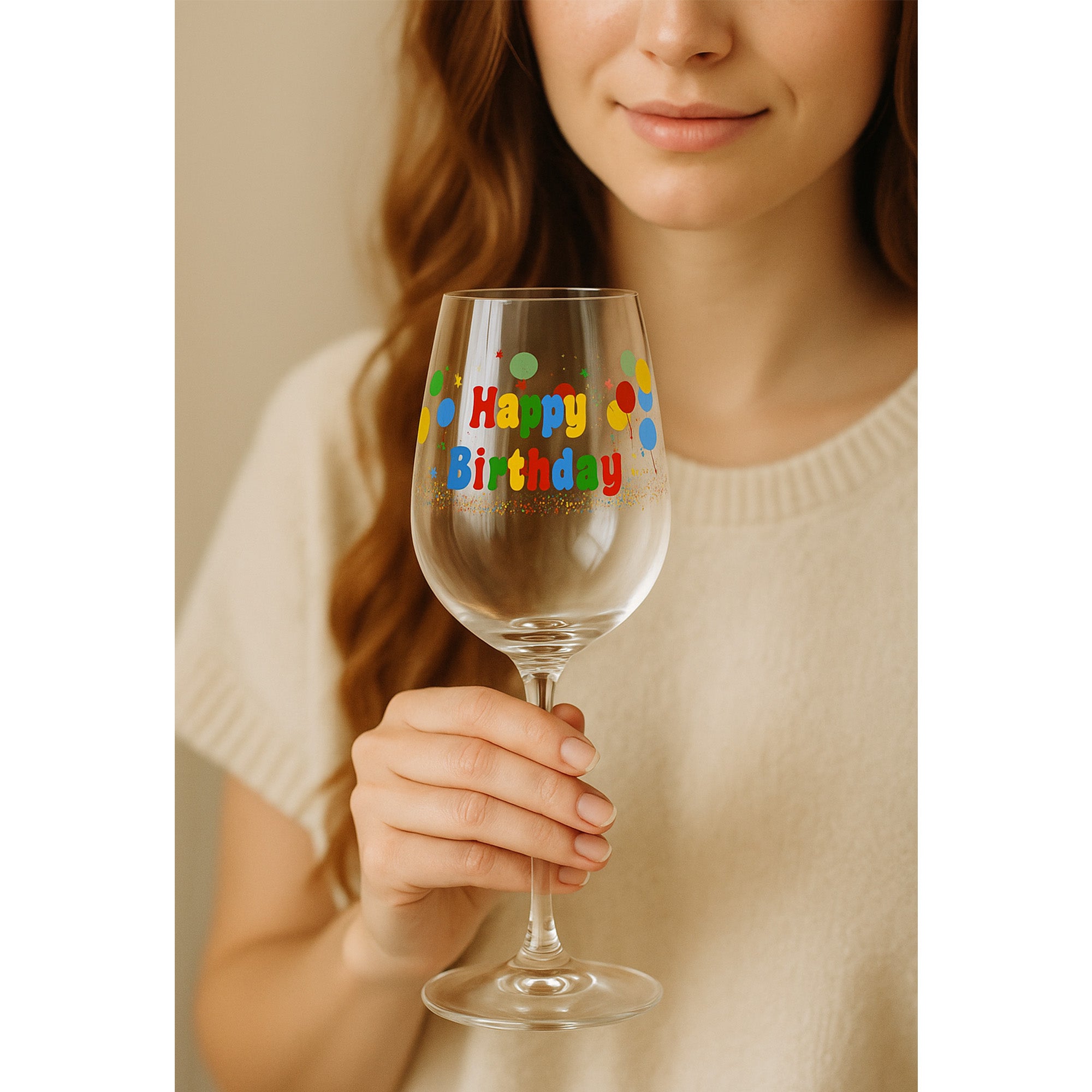 🎉 Weinglas „Happy Birthday“ – Das perfekte Geschenk zum Geburtstag | Geschenkidee für Freundin, Mama, beste Freundin, BFF, Schwester oder Kollegin