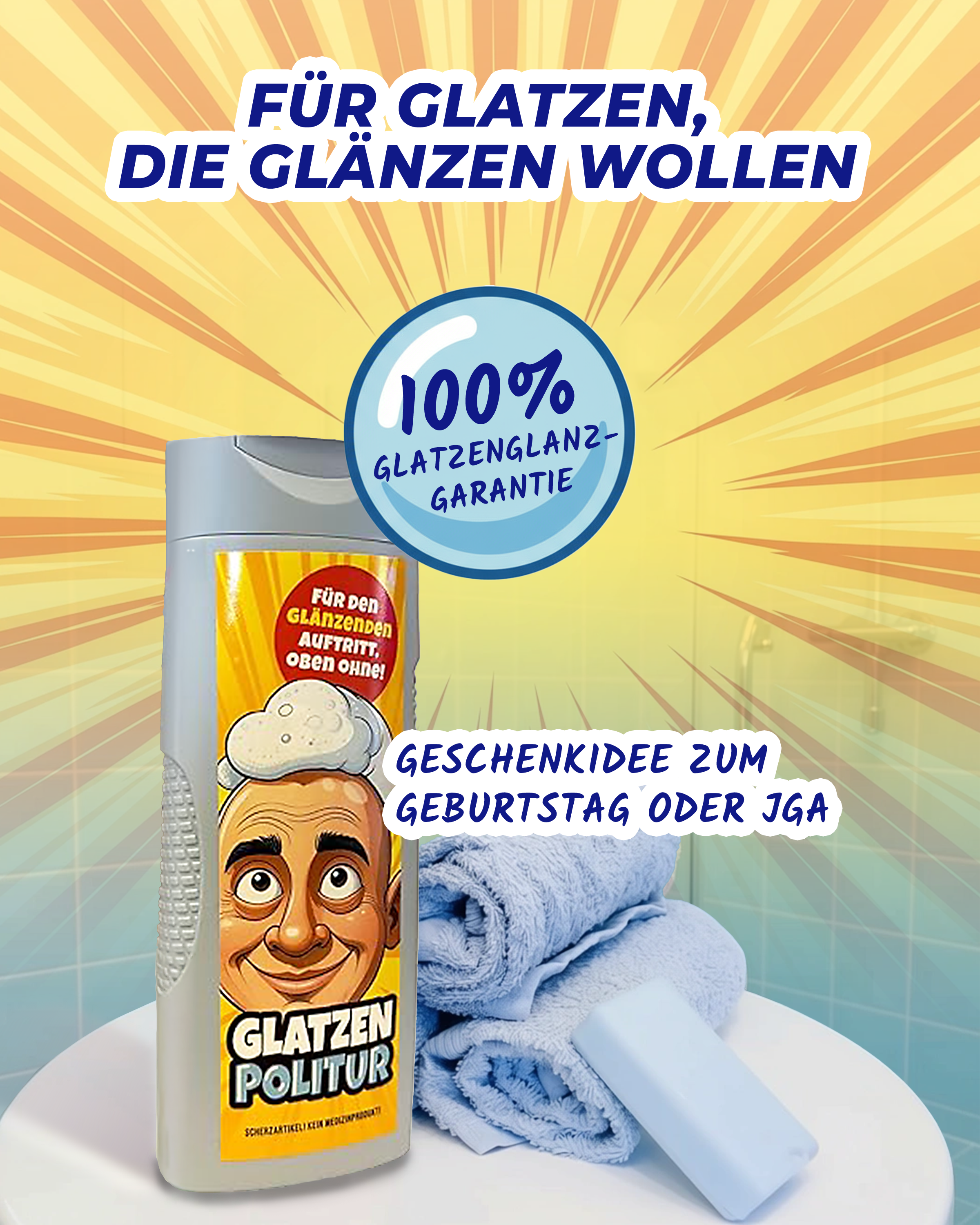 😇GlatzenPolitur - Das legendäre Männerduschgel für strahlend-glänzende Köpfe & gepflegten Humor! | einzigartige Geschenkidee und Männergeschenk 😂