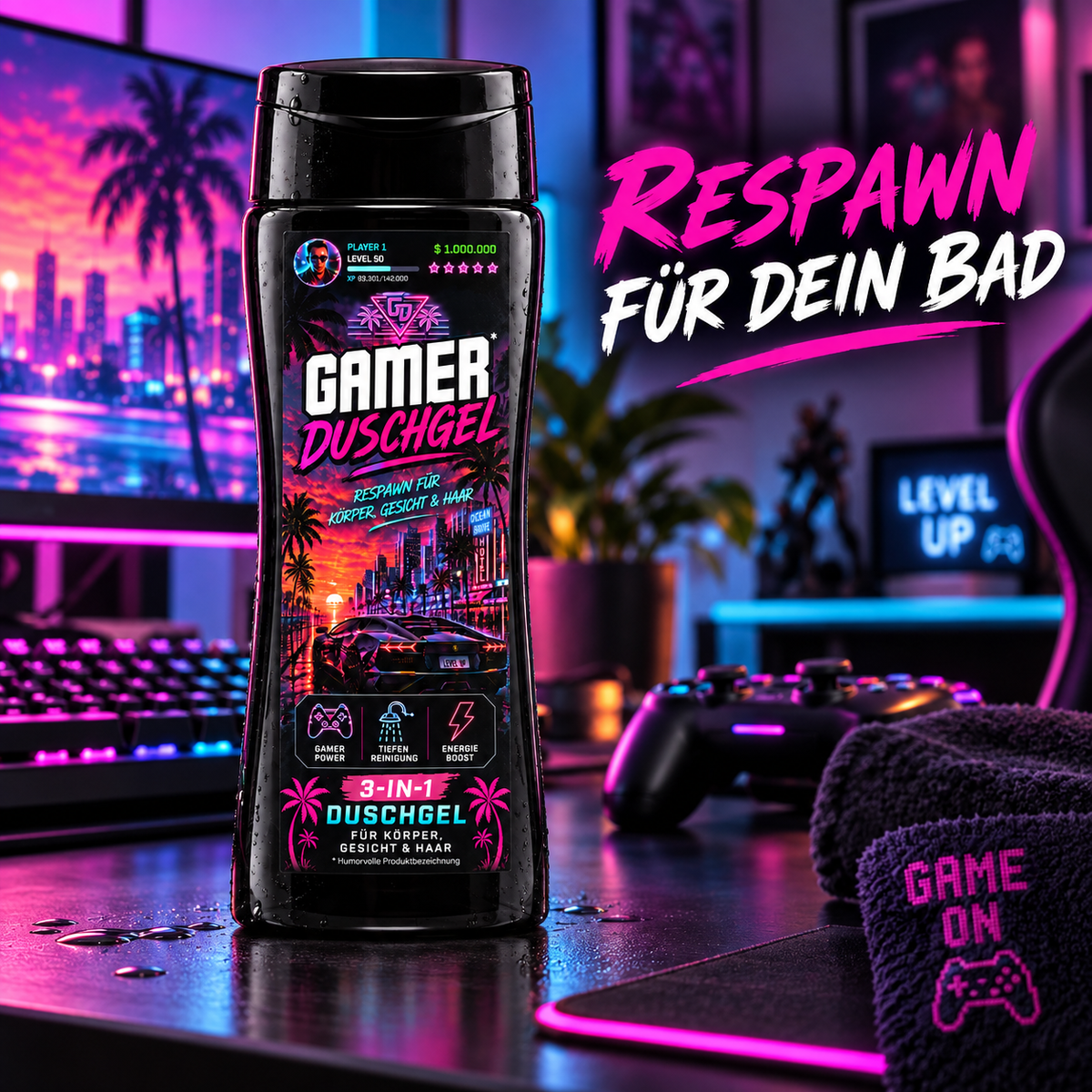 Gamer Duschgel – lustiges 3-in-1 Duschgel & Geschenk für Gamer & Nerd's