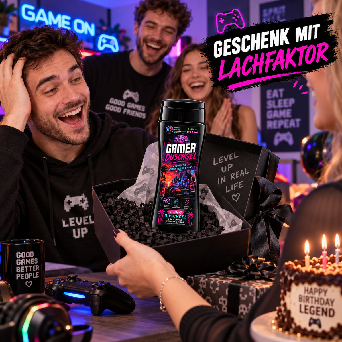 Gamer Duschgel – lustiges 3-in-1 Duschgel & Geschenk für Gamer & Nerd's