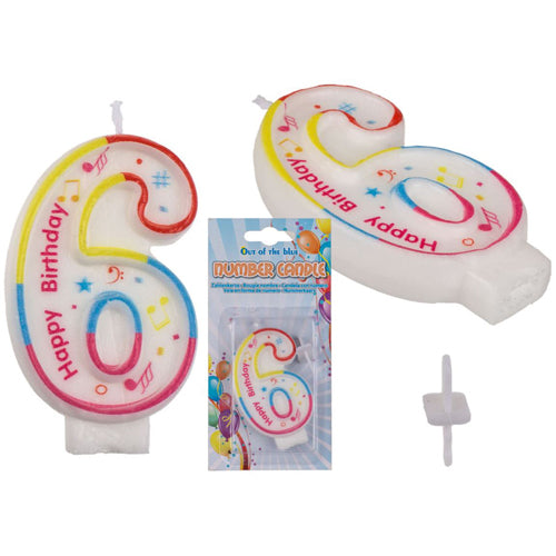 Zahlenkerze Kerze für Geburtstagskuchen Geburtstagstorte Kuchen Torte Geburtstag Kerzenzahl 6