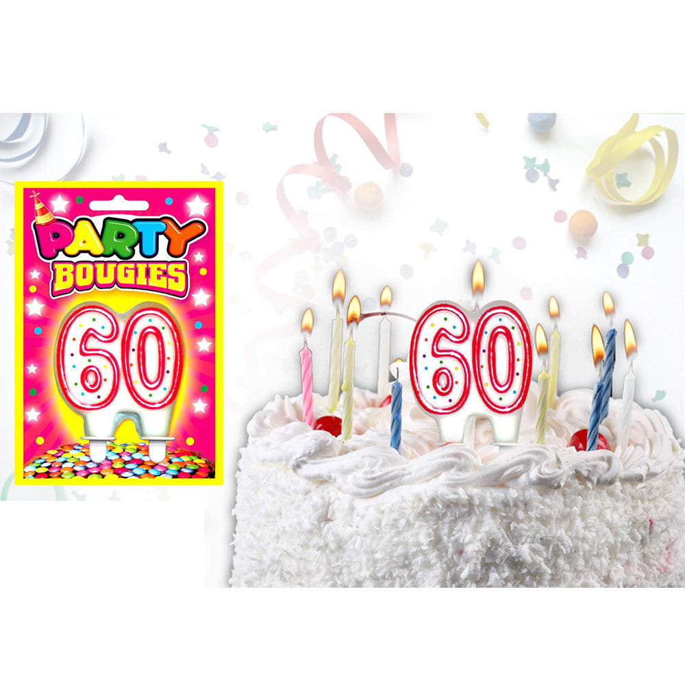 Zahlenkerze Kerze für Geburtstagskuchen Geburtstagstorte Kuchen Torte Geburtstag Kerzenzahl 60