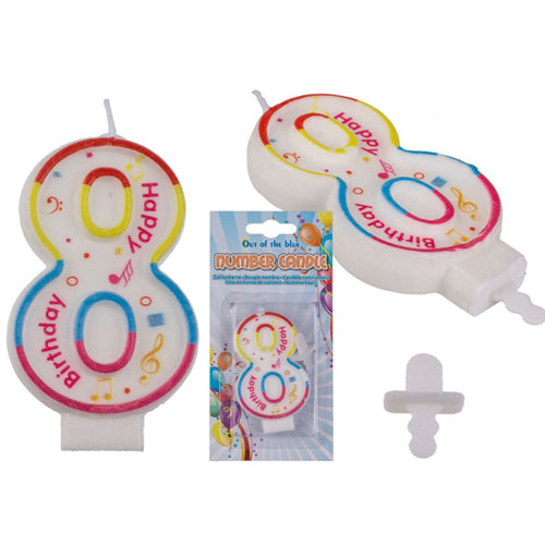 Zahlenkerze Kerze für Geburtstagskuchen Geburtstagstorte Kuchen Torte Geburtstag Kerzenzahl 8