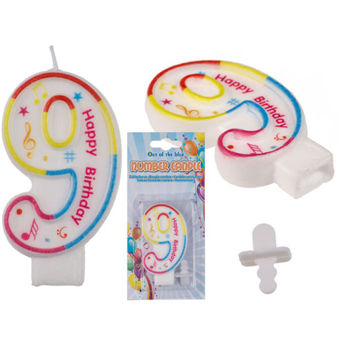 Zahlenkerze Kerze für Geburtstagskuchen Geburtstagstorte Kuchen Torte Geburtstag Kerzenzahl 9