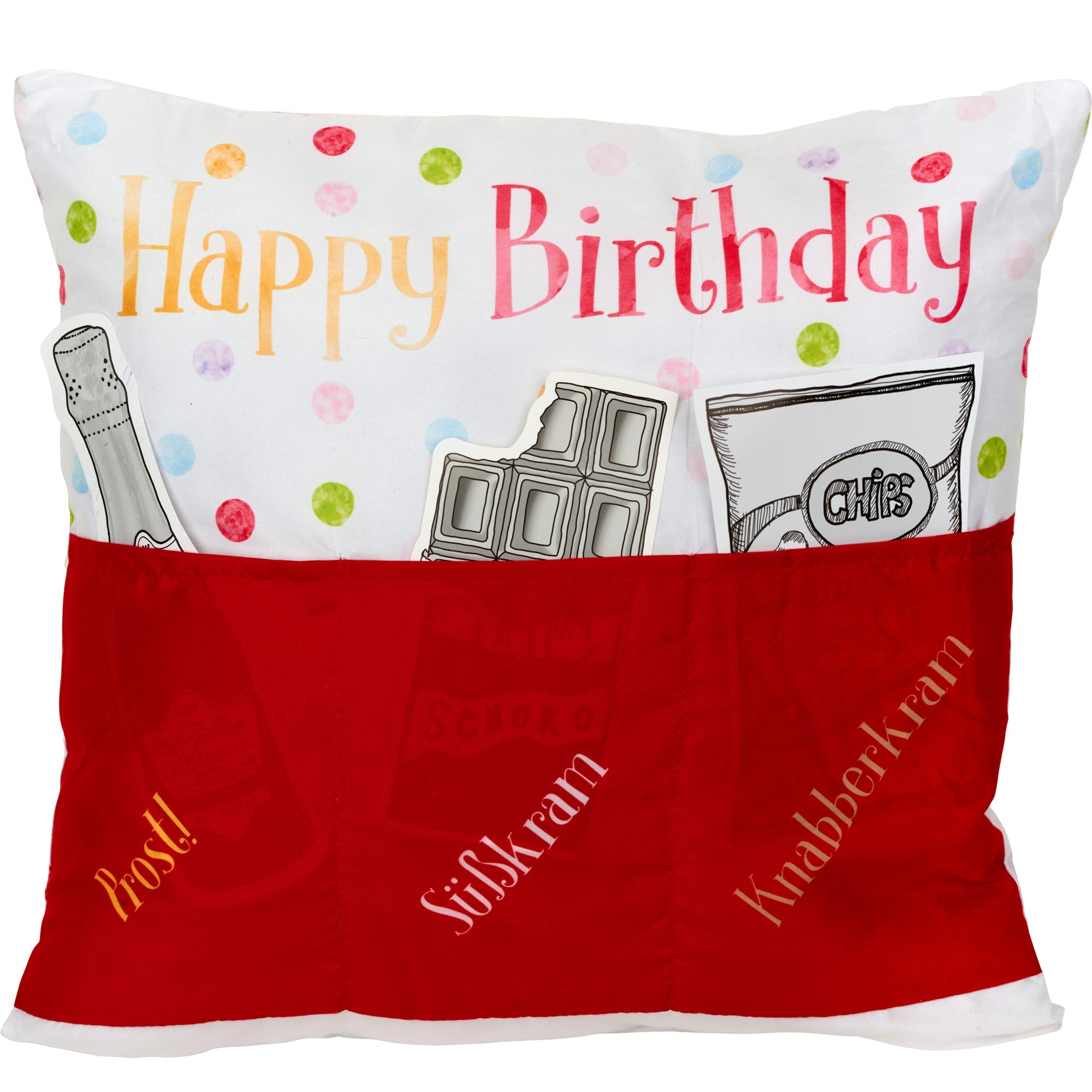 Happy Birthday Kissen rot – Sofahelden – Geburtstagsgeschenk – Geburtstagsüberraschung – 43 x 43 cm