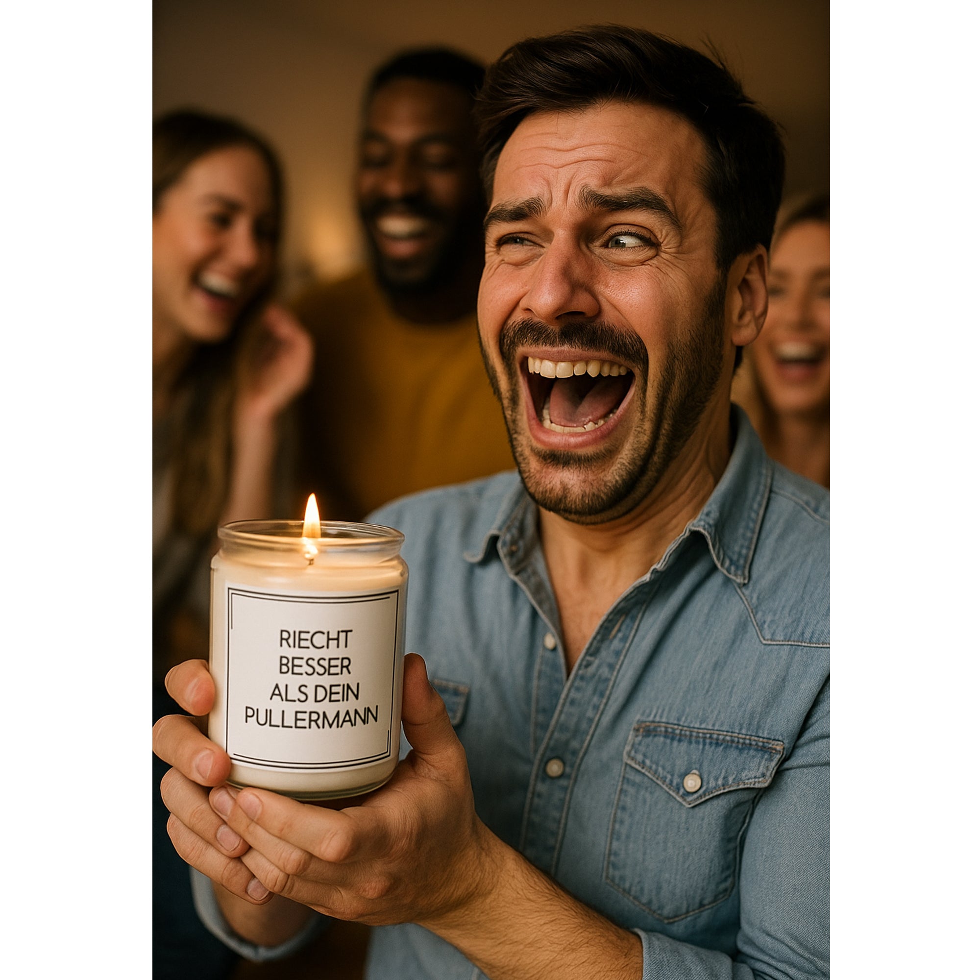 Witzige Kerze mit Spruch - vegan und nachhaltig