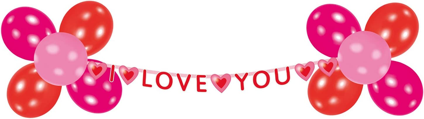 Deko-Set "I love you" Ballons und Girlande