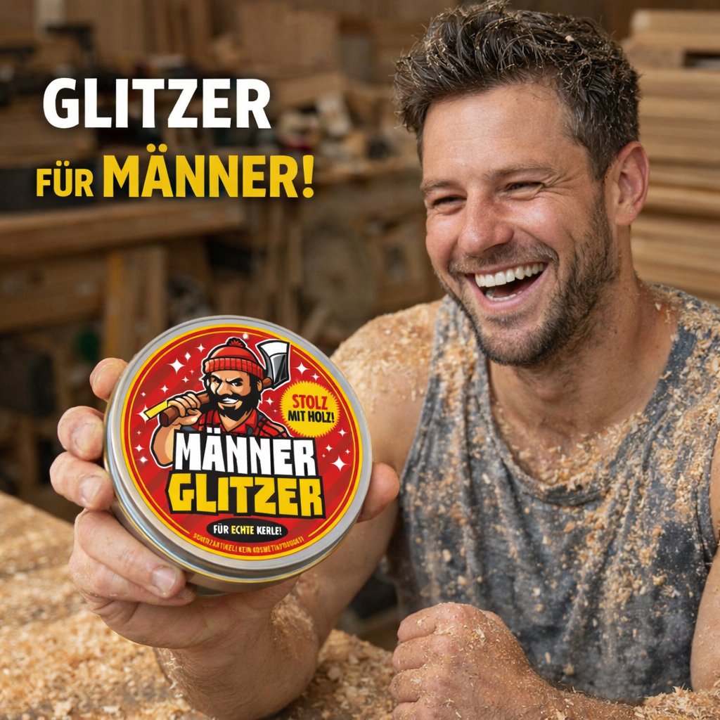 Männerglitzer – „Stolz mit Holz“ | Lustiges Scherzgeschenk für Handwerker, Schreiner & Tischler