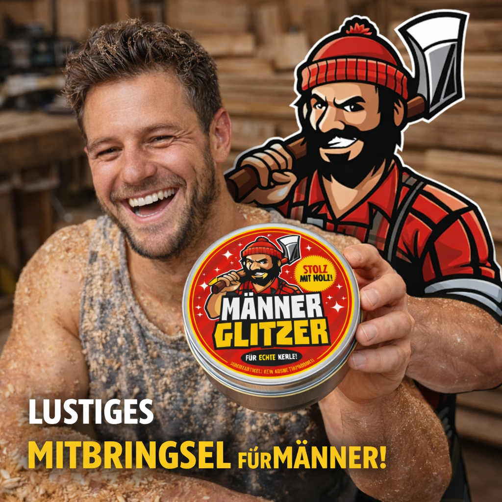 Männerglitzer – „Stolz mit Holz“ | Lustiges Scherzgeschenk für Handwerker, Schreiner & Tischler