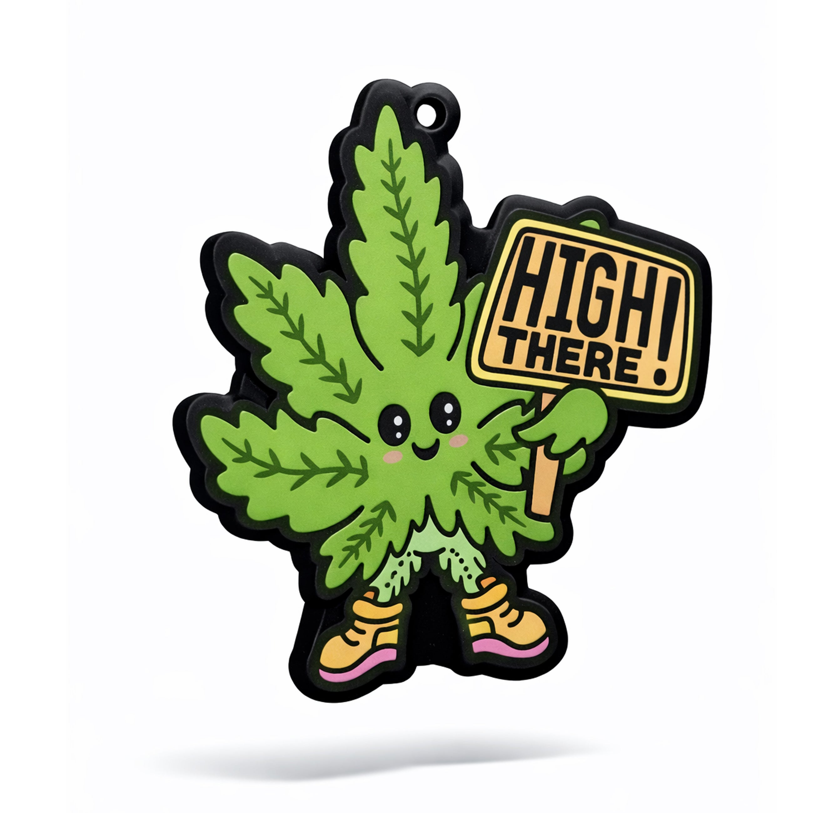 Duftbaum Cannabis Blatt „High There“ – Marihuana Geschenk für Kiffer & Cannabis Fans 420 Lufterfrischer