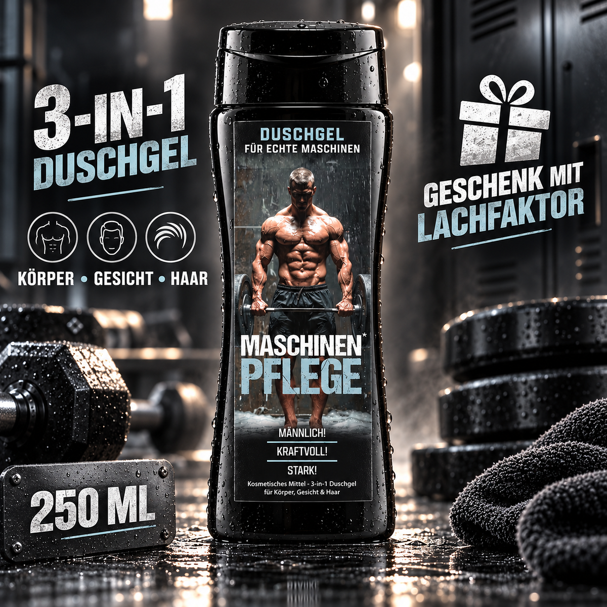 Maschinenpflege Duschgel – lustiges Duschgel für Männer, witziges Geschenk für Bodybuilder, Fitness Fans