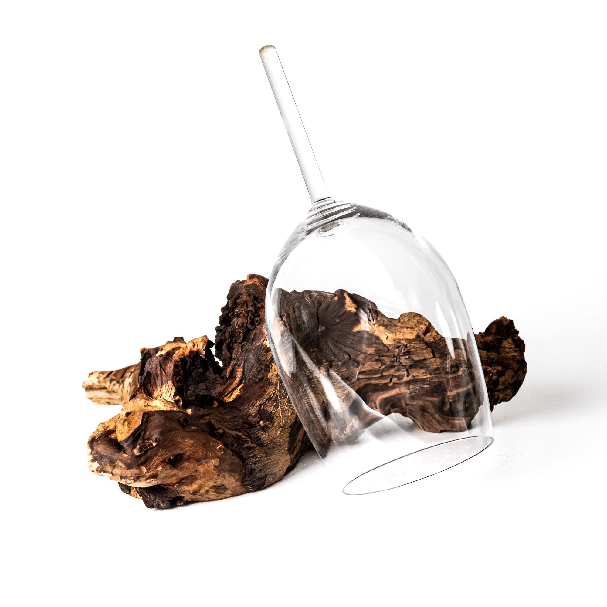 Weinglas 370ml auf Echtholzwurzel ohne Stiel