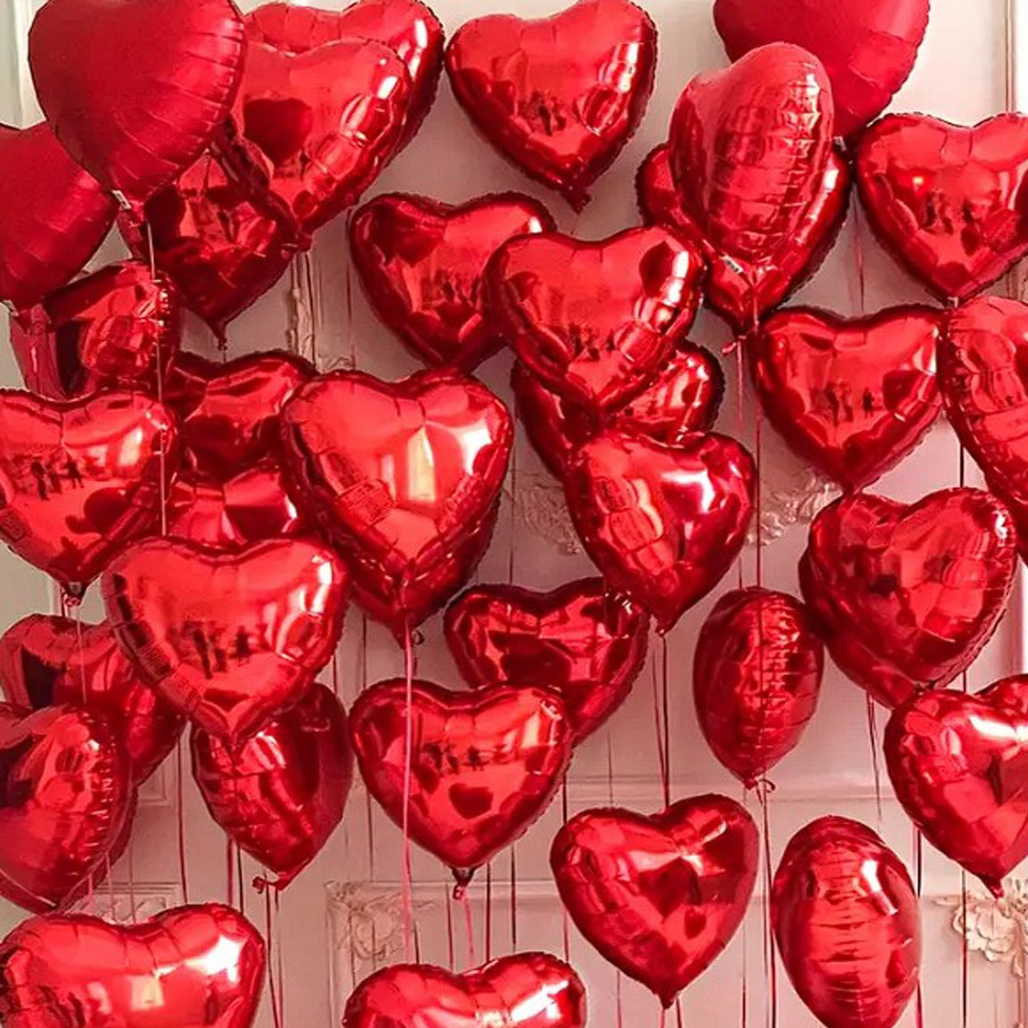 25 Stück rote Herz-Folienballons mit je 45cm
