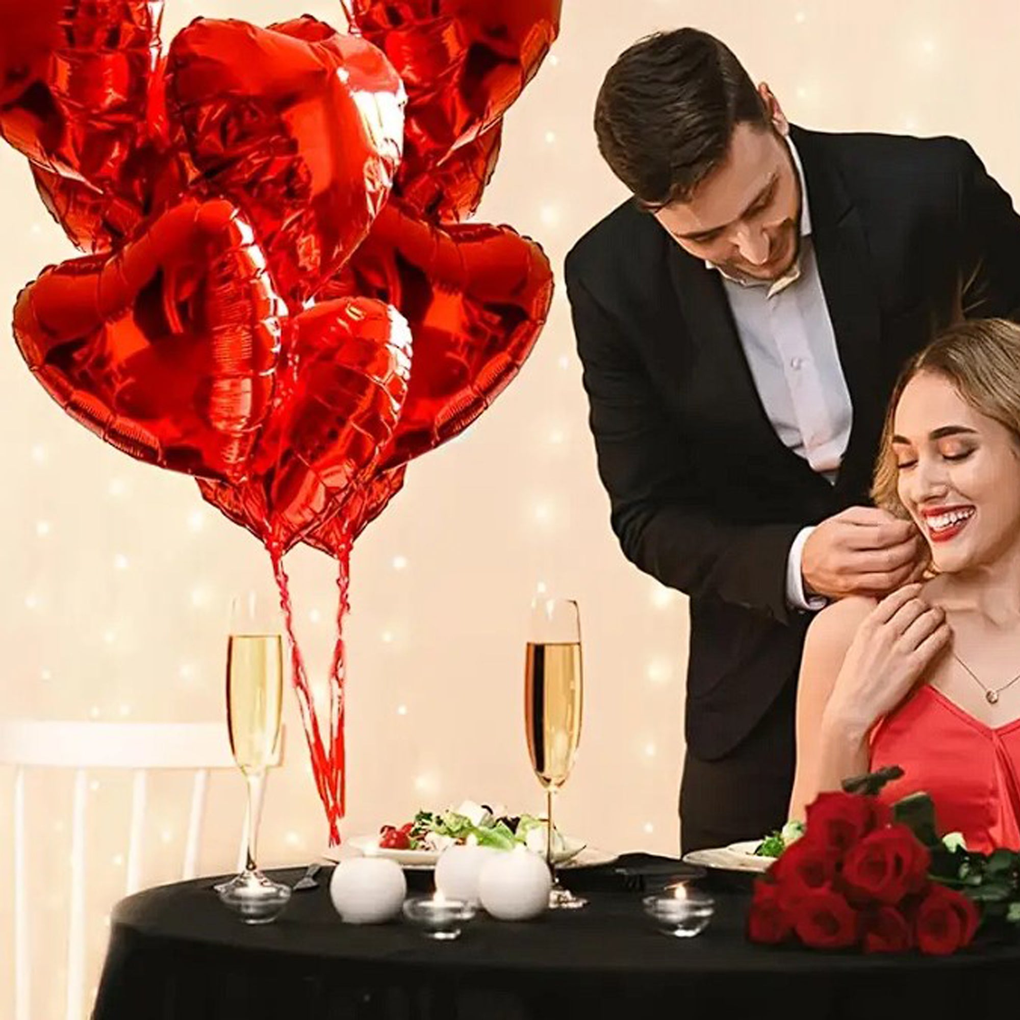 25 Stück rote Herz-Folienballons mit je 45cm