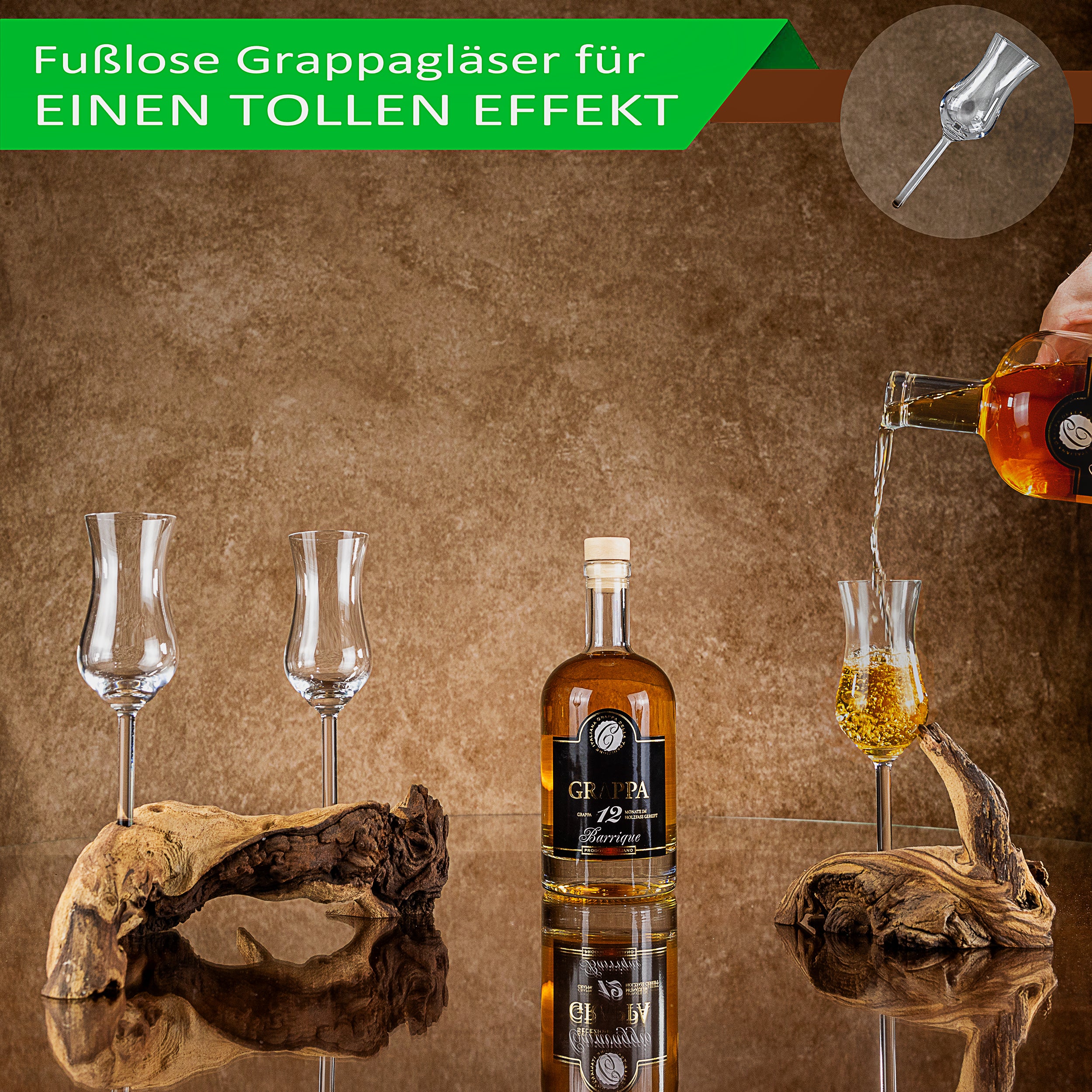 Grappawurzel Schnapsservice Schnapswurzel Echtholzwurzel 80ml Leonardo Daily