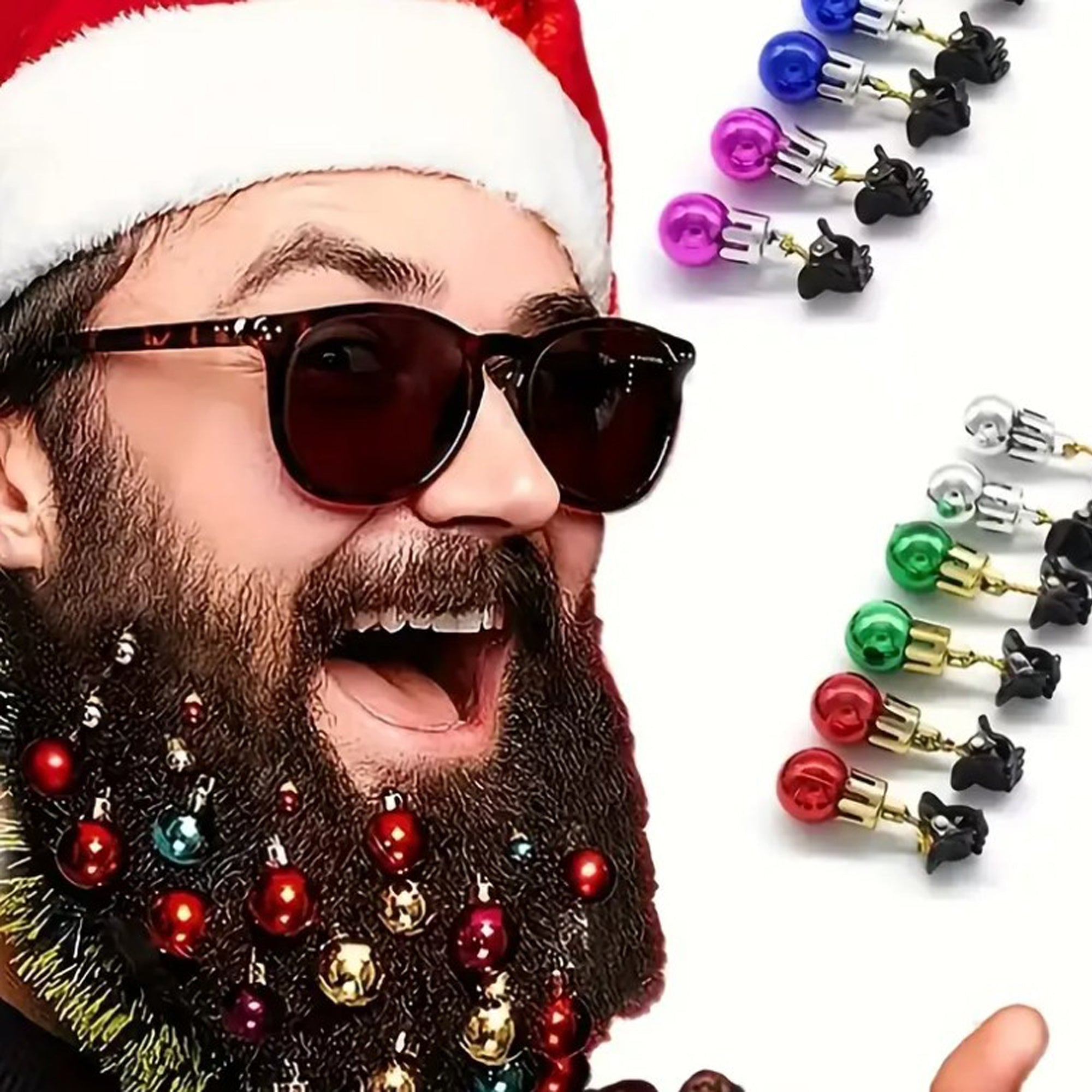 10 Bunte Weihnachtskugeln für Bart & Haare – Lustiger Bartschmuck Weihnachten – Mini Weihnachtsdeko für Männer & Frauen – Weihnachts Accessoires mit Clips – Festlicher Spaß & Geschenkidee