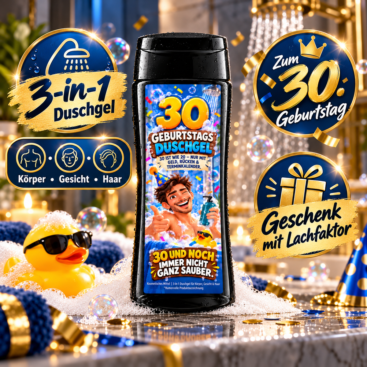 30er Duschgel – lustiges 3-in-1 Duschgel zum 30. Geburtstag