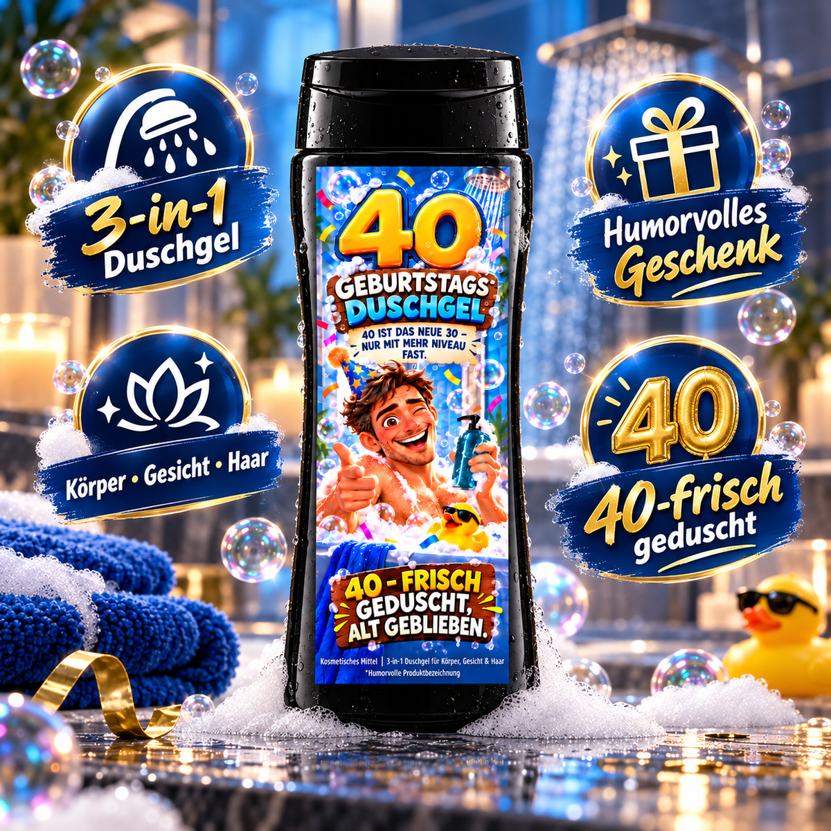 40er Duschgel – lustiges 3-in-1 Duschgel zum 40. Geburtstag