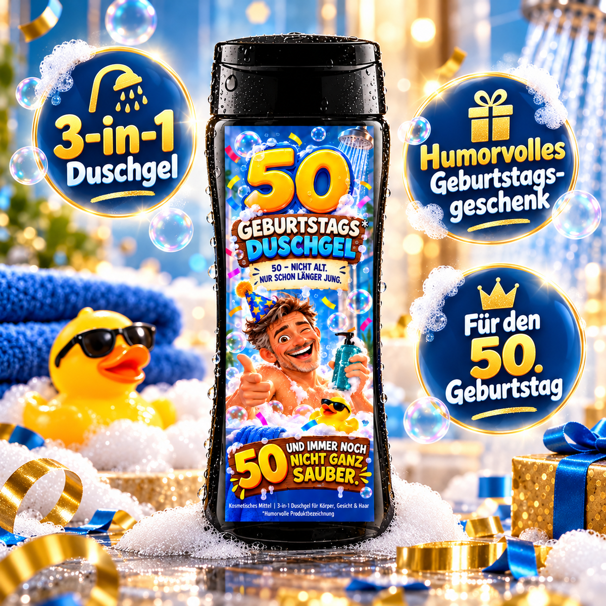 50er Duschgel – lustiges 3-in-1 Duschgel zum 50. Geburtstag