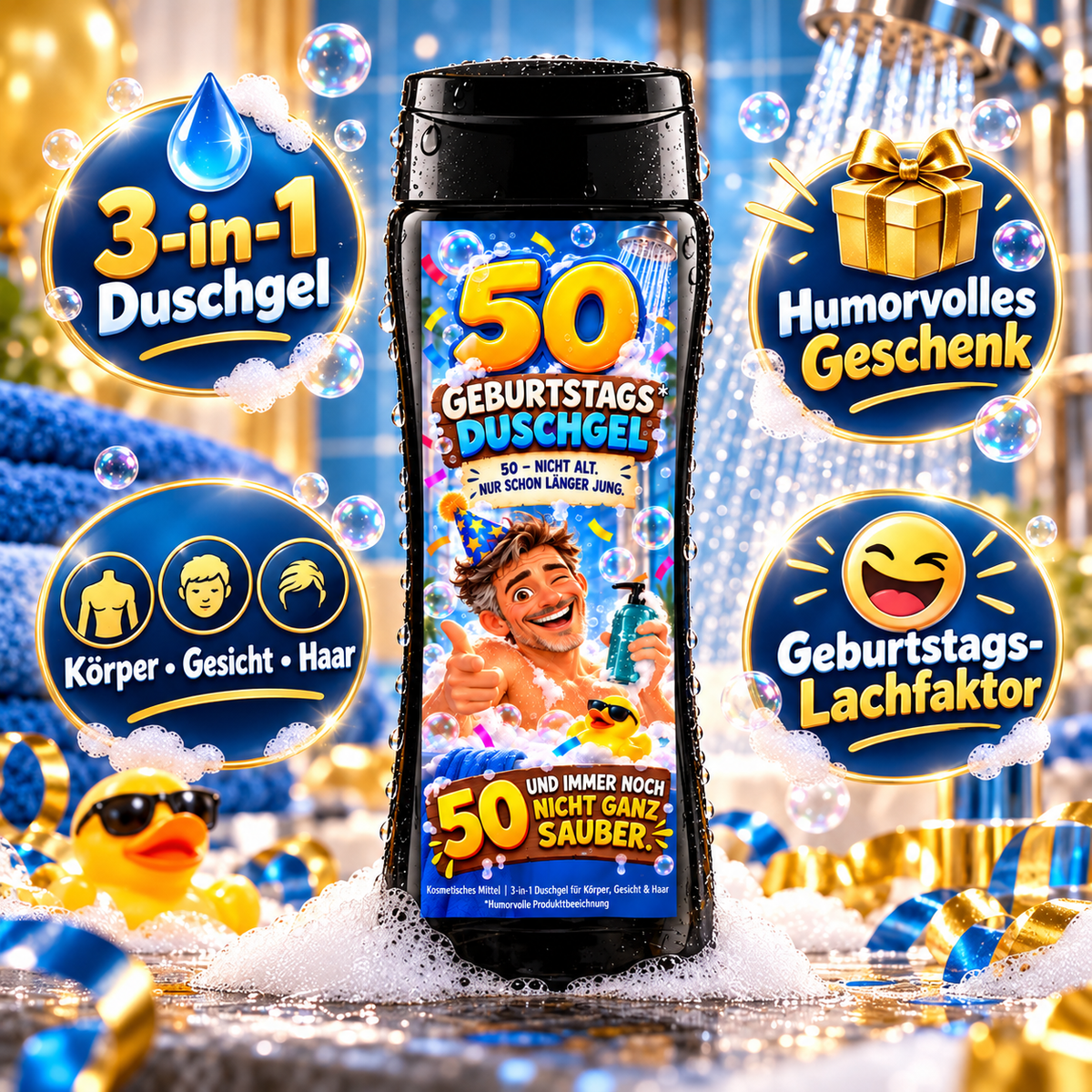50er Duschgel – lustiges 3-in-1 Duschgel zum 50. Geburtstag