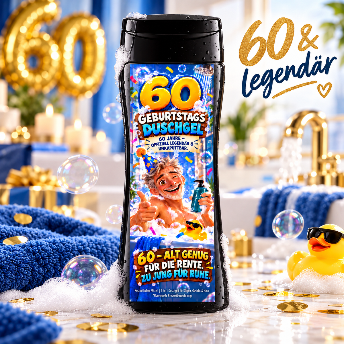 60er Duschgel – lustiges 3-in-1 Duschgel zum 60. Geburtstag