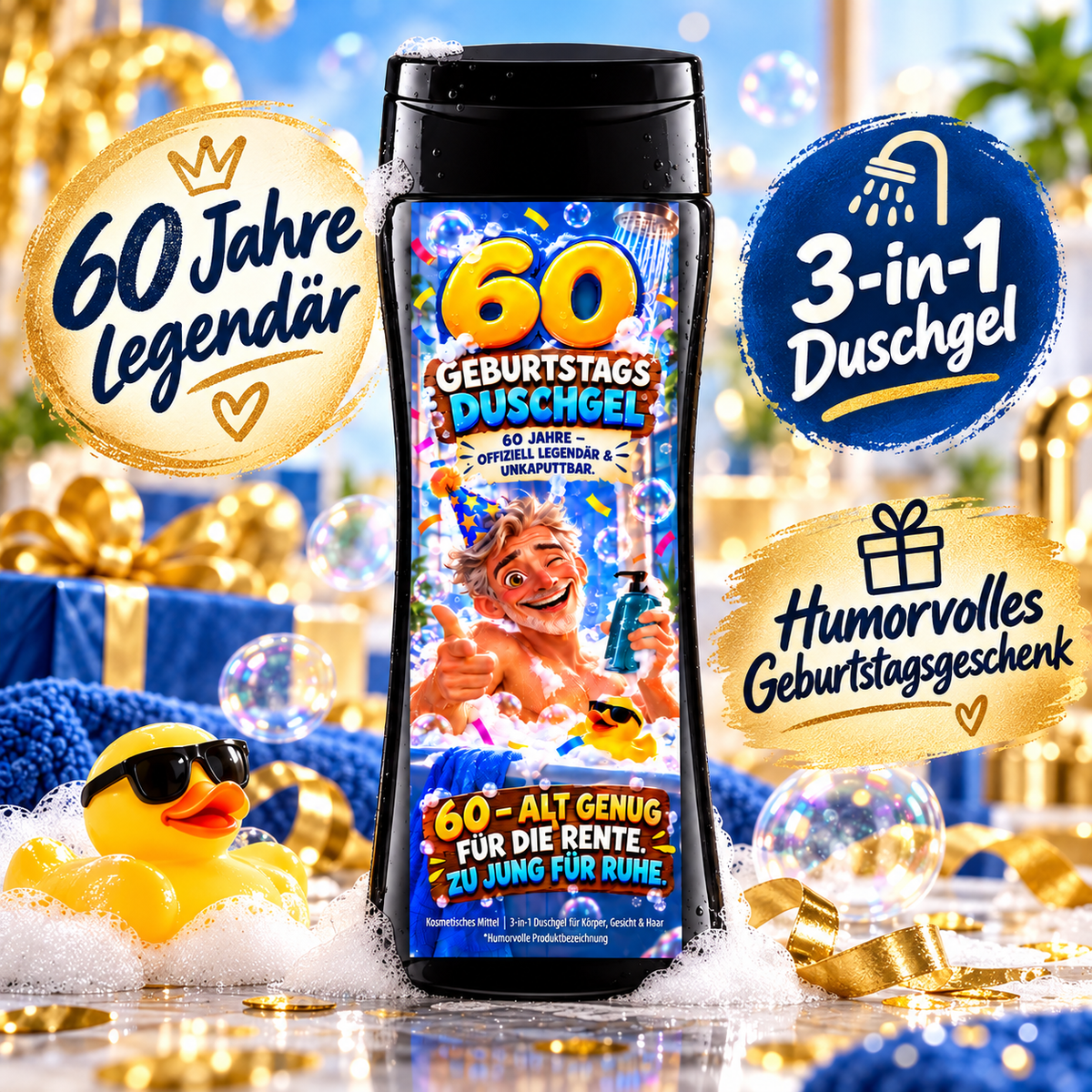 60er Duschgel – lustiges 3-in-1 Duschgel zum 60. Geburtstag