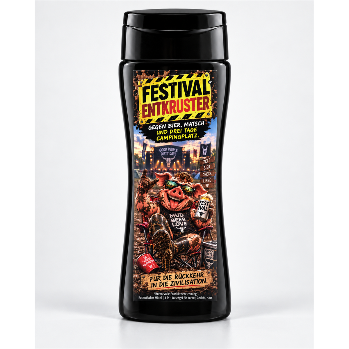 Festival Entkruster – lustiges 3-in-1 Duschgel & Geschenk für Festivalfans