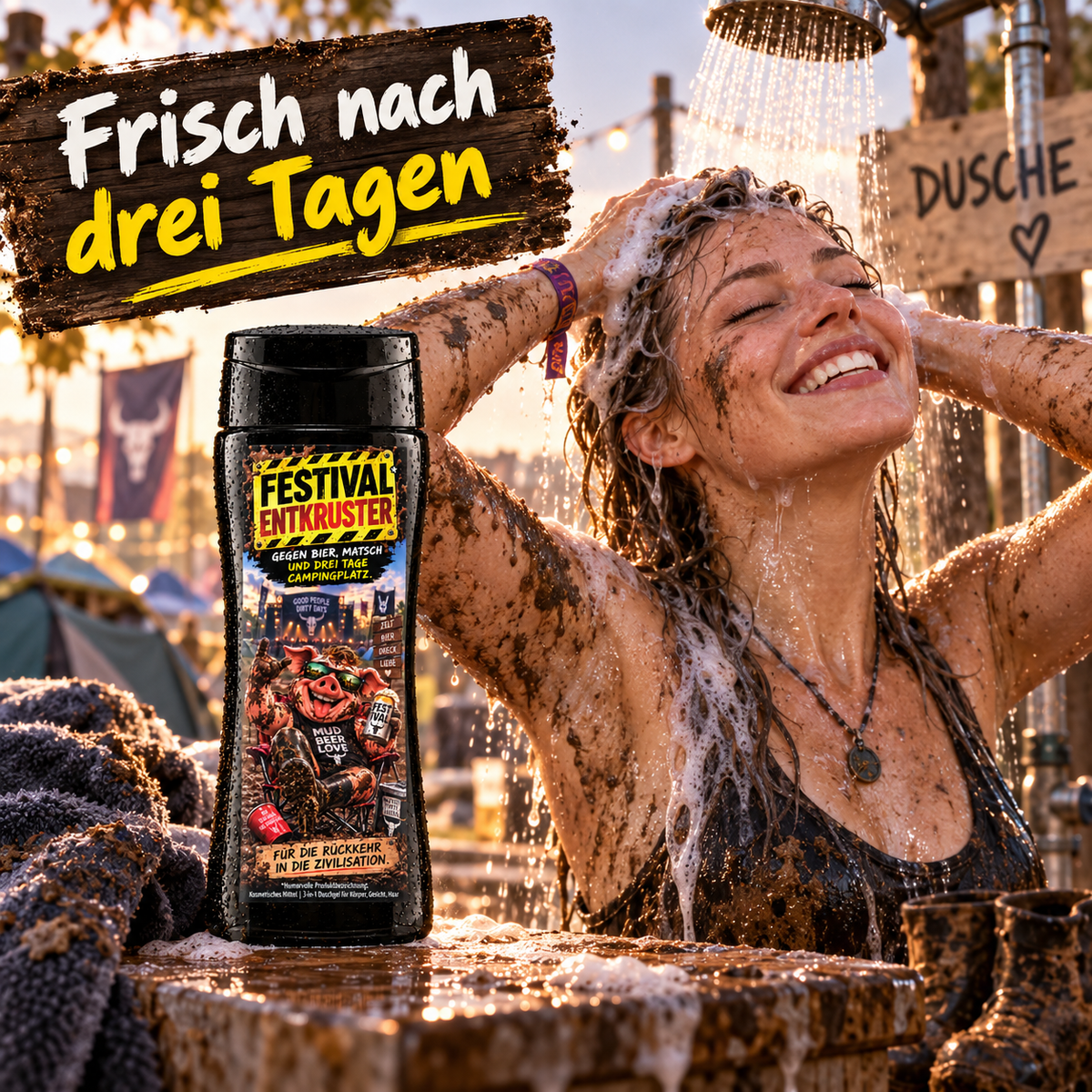 Festival Entkruster – lustiges 3-in-1 Duschgel & Geschenk für Festivalfans