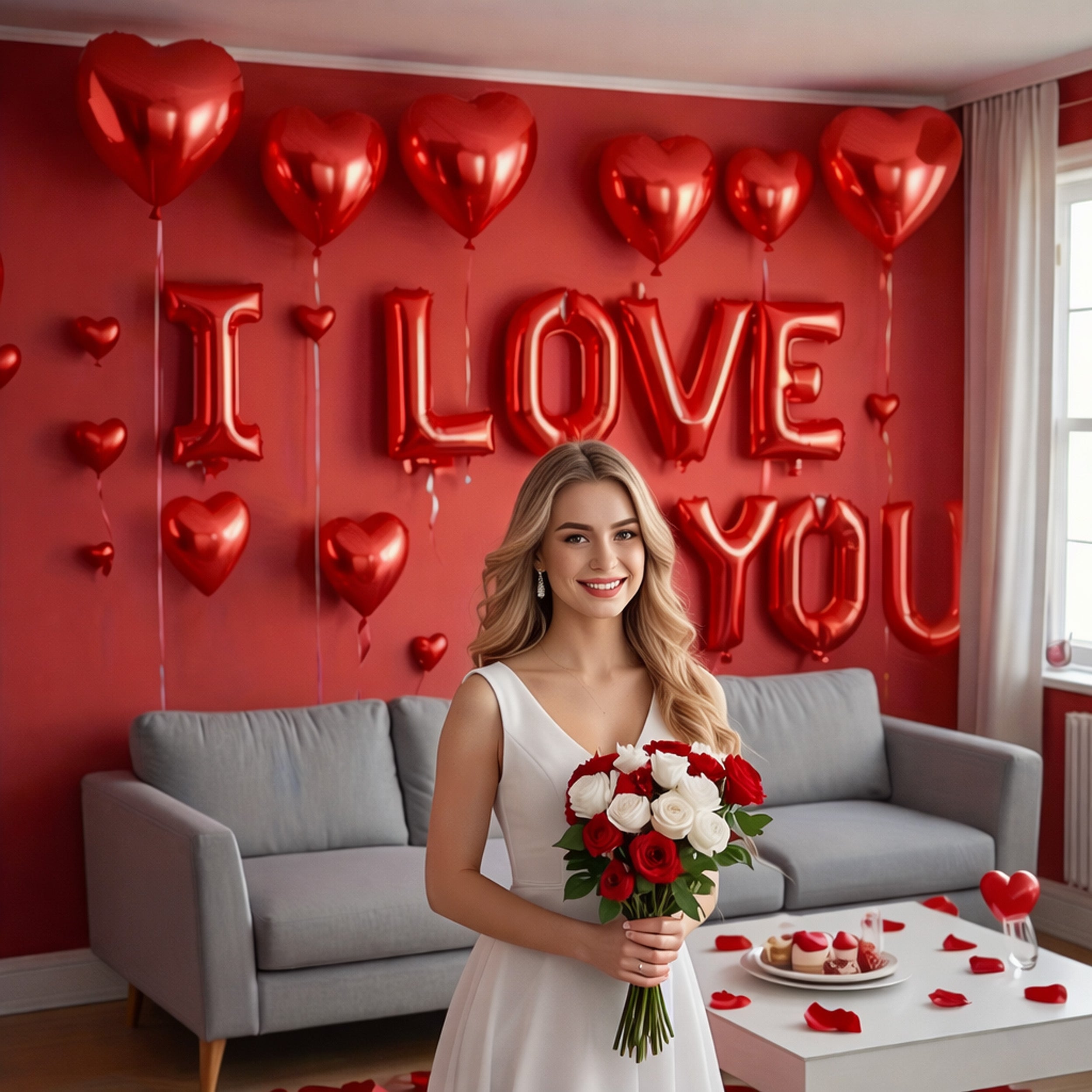 Verlobung Heiratsantrag Liebe Romantik Herzen Folienballon 