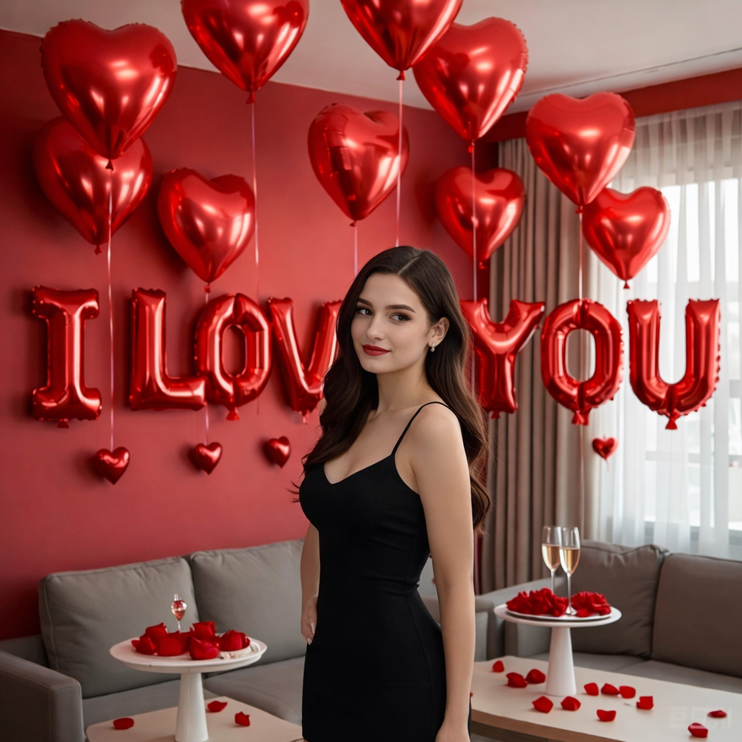 Verlobung Heiratsantrag Liebe Romantik Herzen Folienballon I Love you