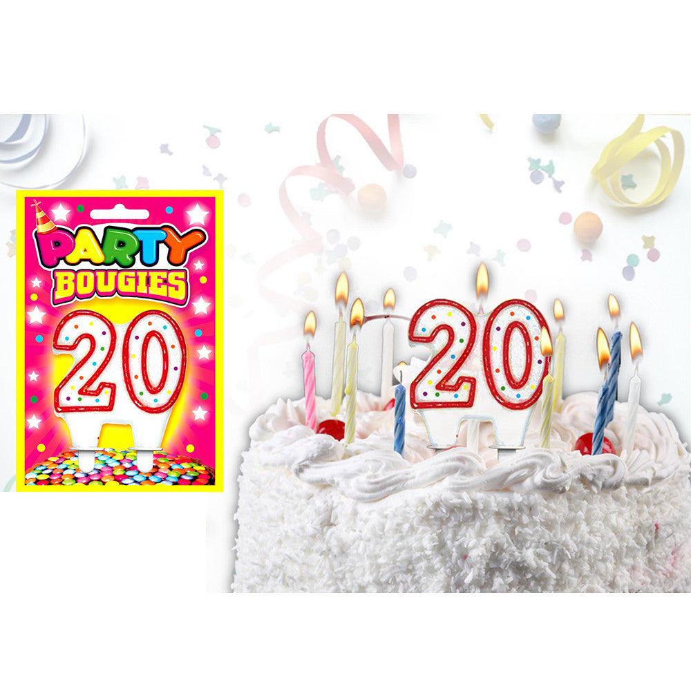 Zahlenkerze Kerze für Geburtstagskuchen Geburtstagstorte Kuchen Torte Geburtstag Kerzenzahl 20