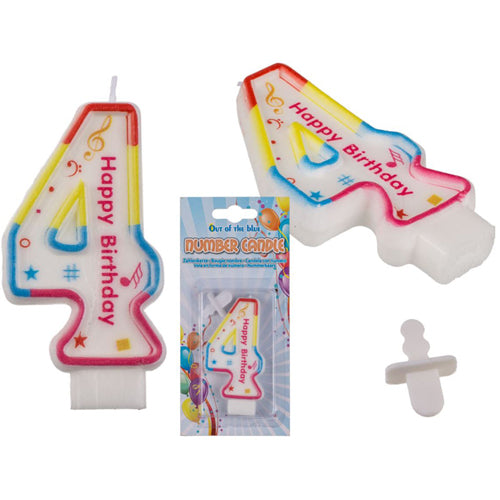 Zahlenkerze Kerze für Geburtstagskuchen Geburtstagstorte Kuchen Torte Geburtstag Kerzenzahl 4