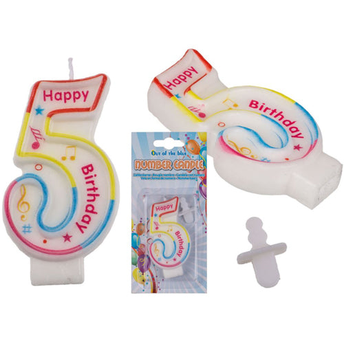 Zahlenkerze Kerze für Geburtstagskuchen Geburtstagstorte Kuchen Torte Geburtstag Kerzenzahl 5