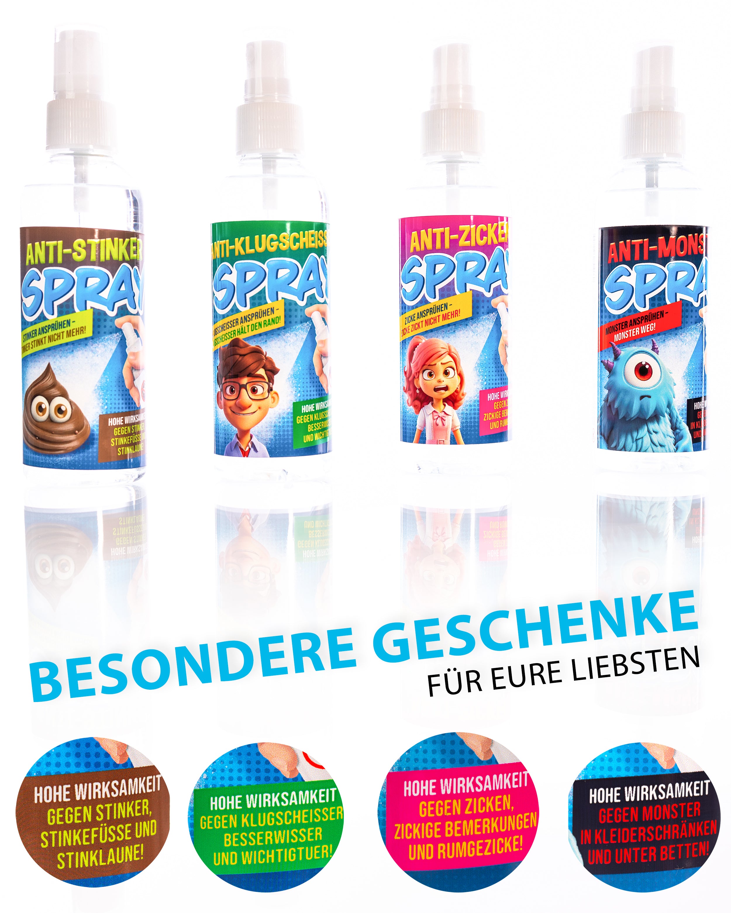 Verschiedene Varianten unserer Sprays