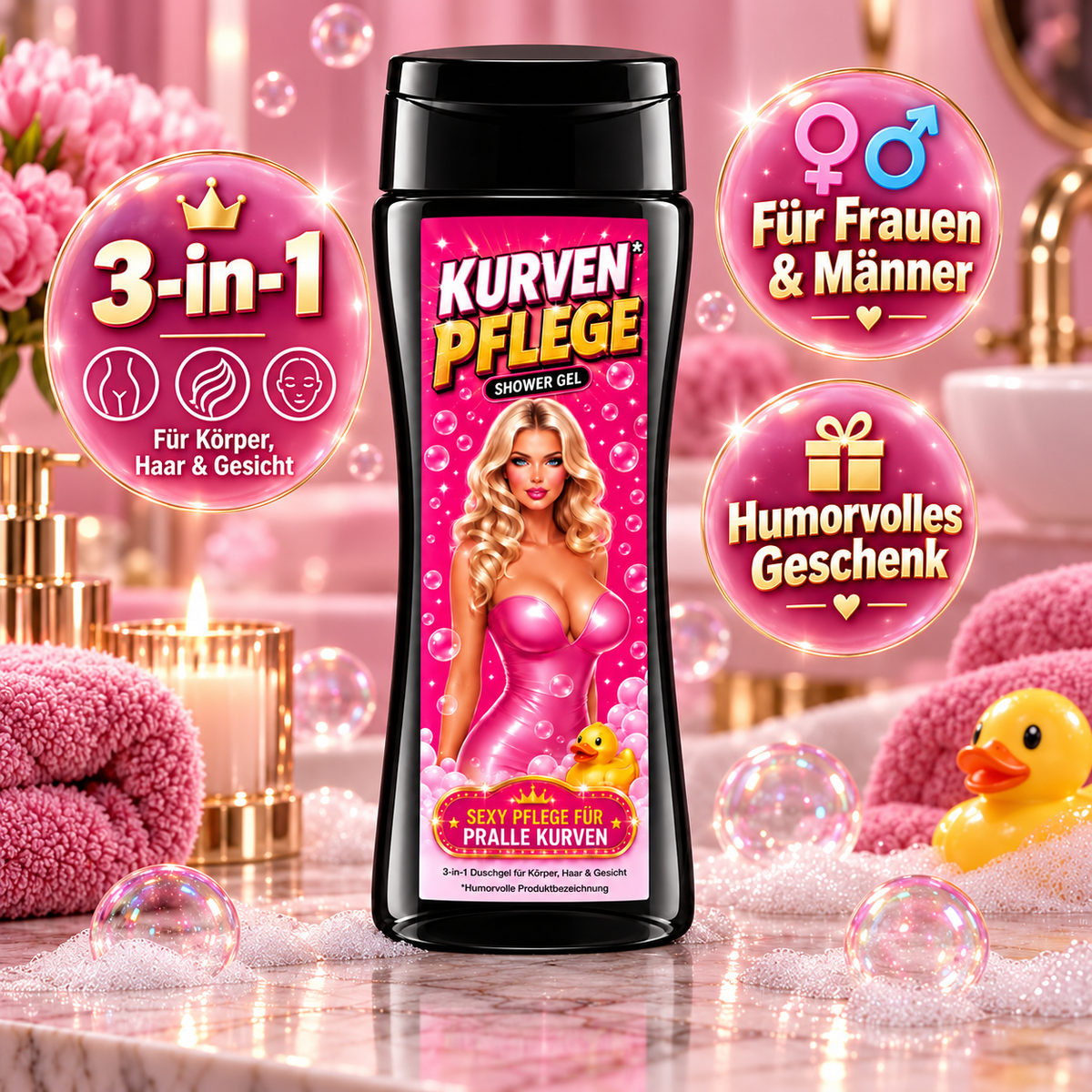 Kurven Pflege Duschgel – Lustiges Geschenk für die beste Freundin
