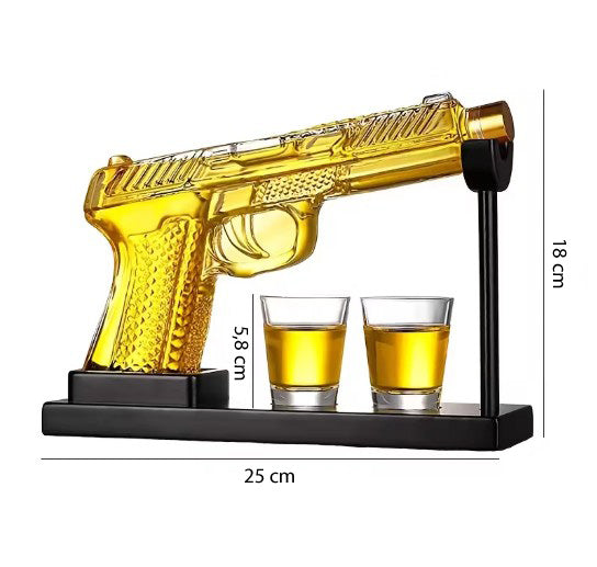 Whisky Dekanter Geschenk Set im Pistolen-Design – Exklusives Geschenk für stilvolle Männer