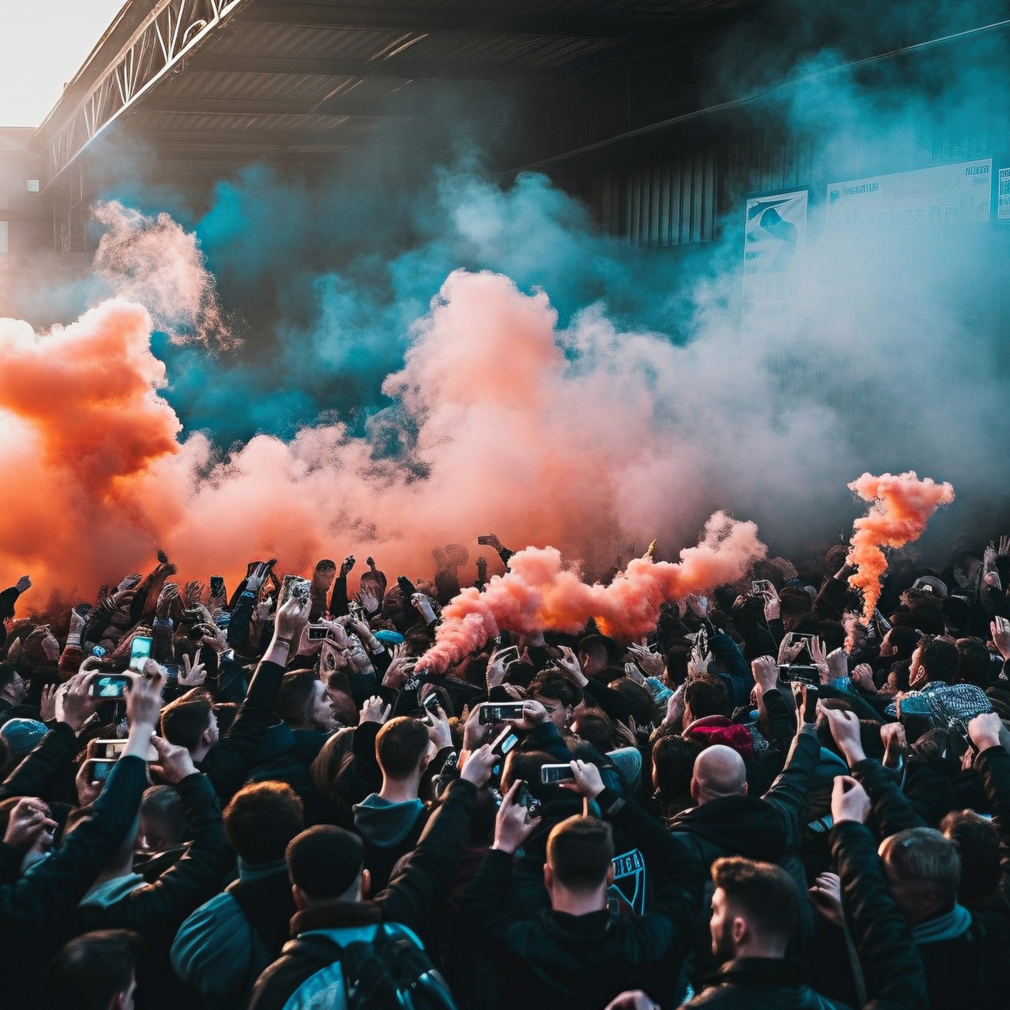 Stadion Konzert Veranstaltung Rauch Bengalo Feuerwerk
