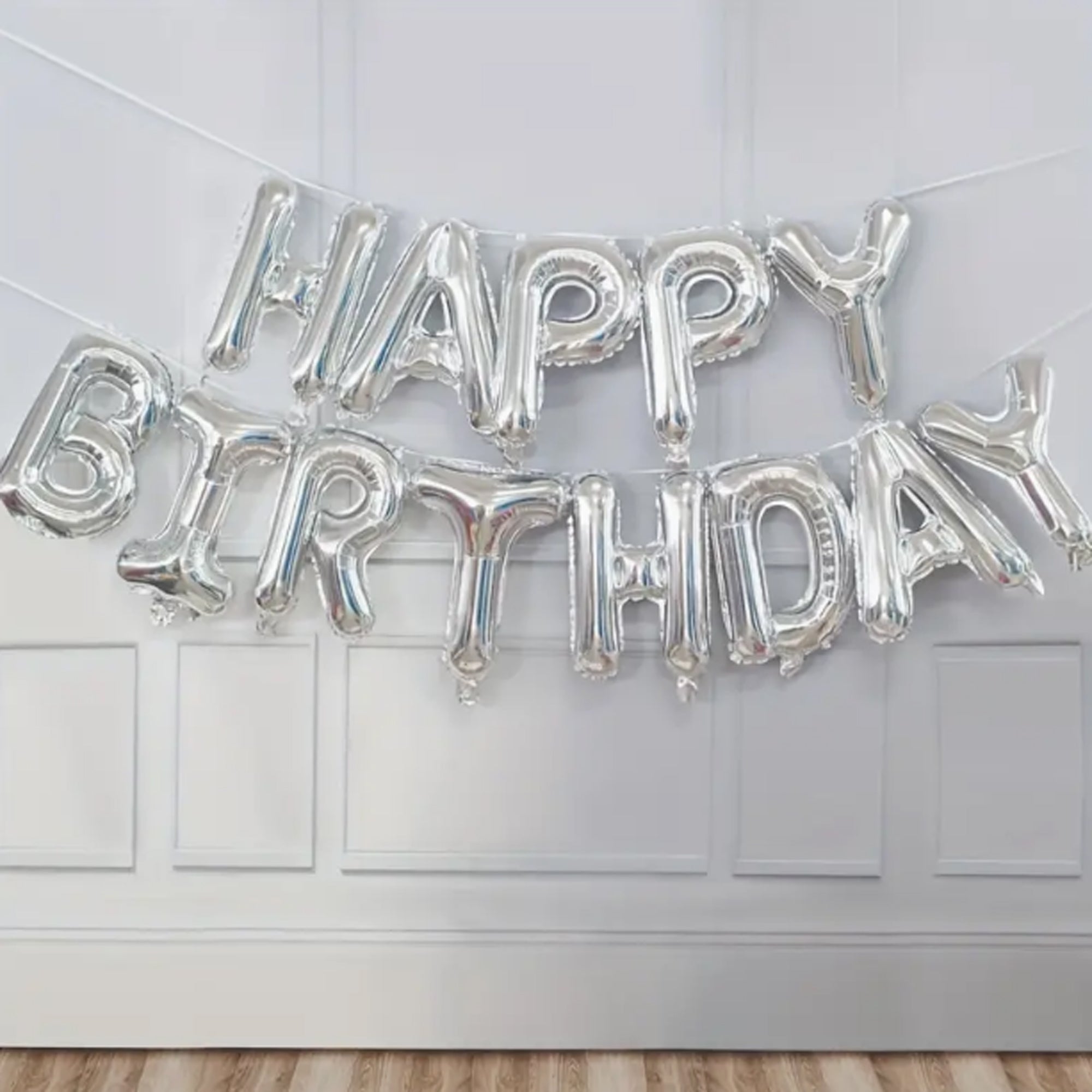 JZK 'Happy Birthday' Folienballons Aus Silber, 13-teiliges Banner Zum Aufblasen