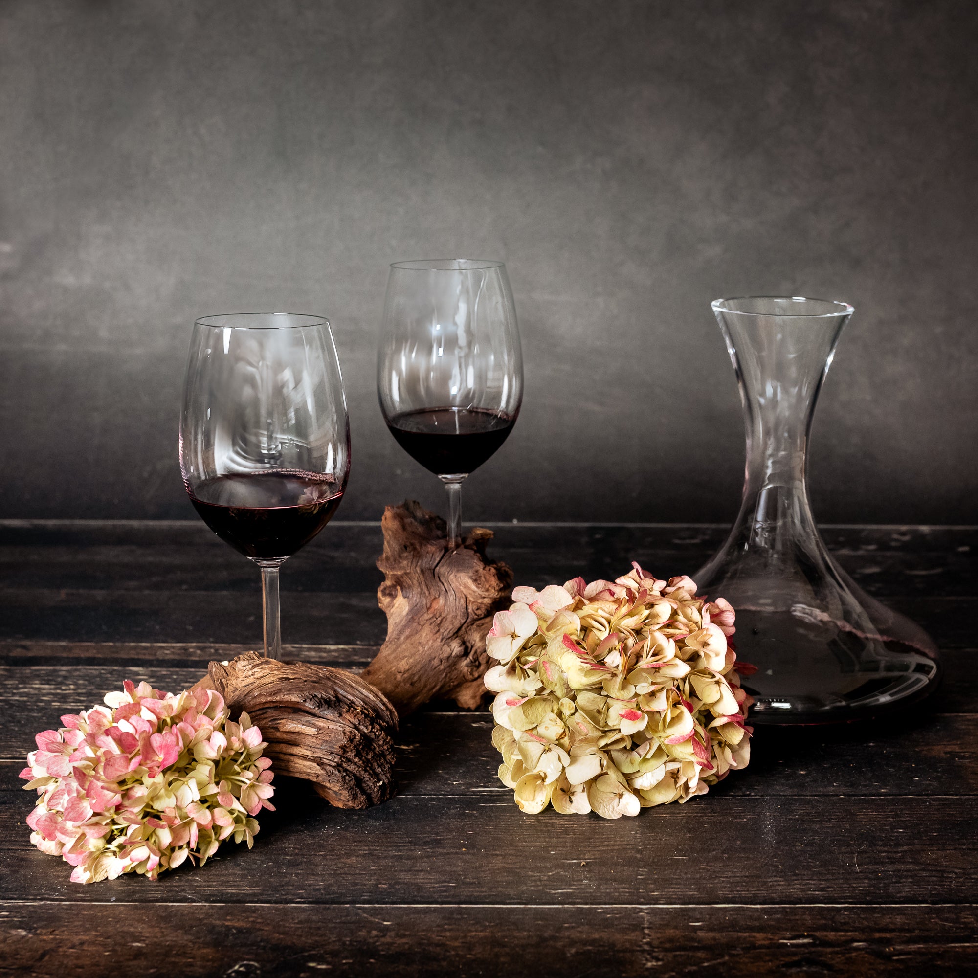 Weinglas 370ml auf Echtholzwurzel ohne Stiel