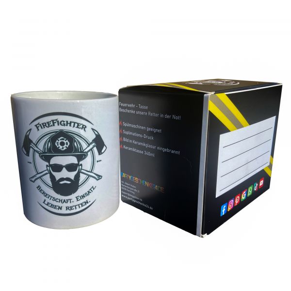 Feuerwehr Tasse mit Geschenkverpackung, Geschenk für Feuerwehrler