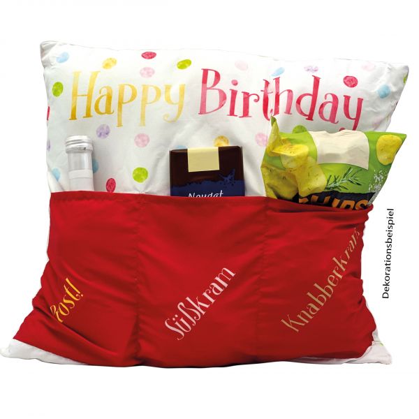 Happy Birthday Kissen rot – Sofahelden – Geburtstagsgeschenk – Geburtstagsüberraschung – 43 x 43 cm