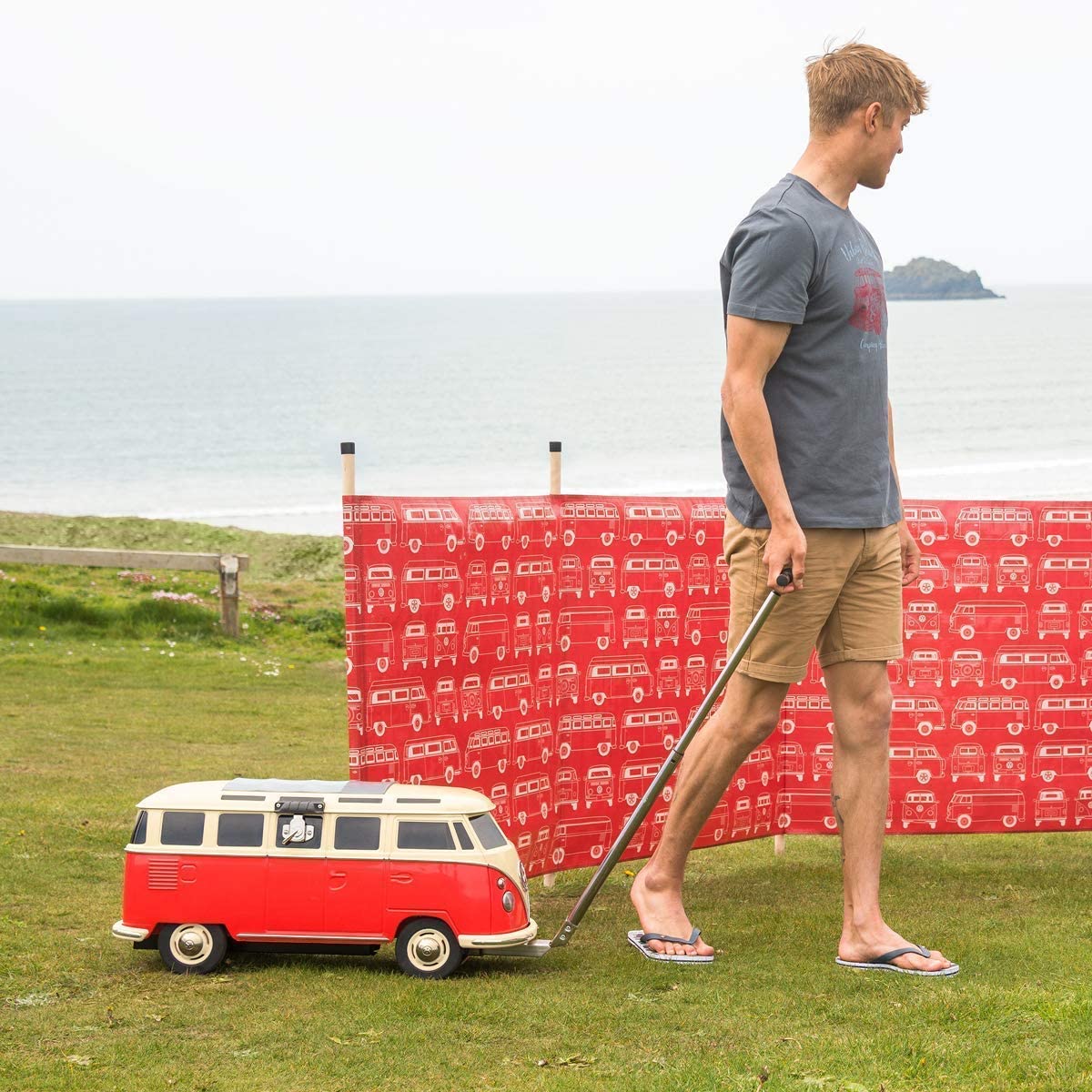 VW T1 Bulli Bus Fahrbare Kühlbox 30L rot Getränke Speisen OL0188